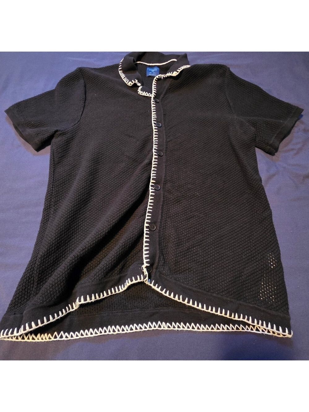 4/$67 Deal! Steel & Jelly Men's Black Button Down Shirt with White Trim